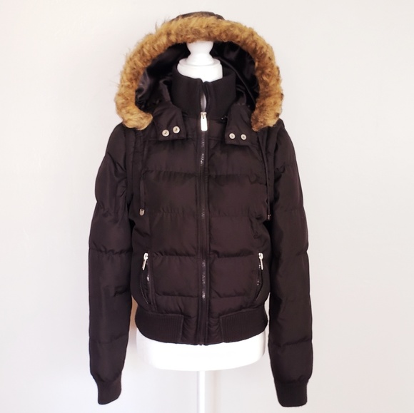 Ellemenno Jackets & Blazers - Ellemenno Puffer Faux Fur Hood Zip Up Jacket